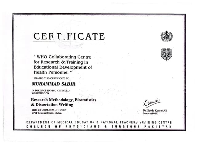 Research Methodology, Biostatistics & Dissertation Writing